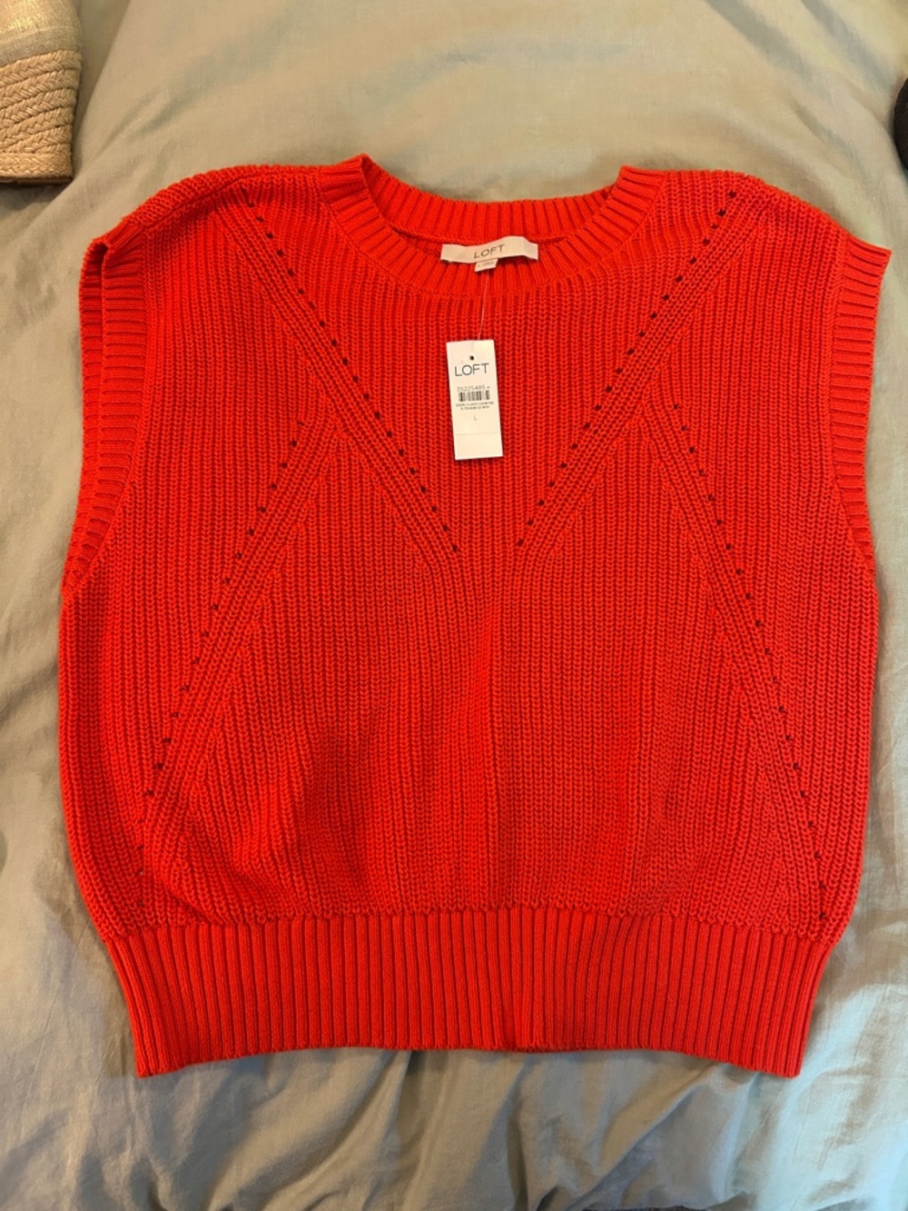 NWT LOFT Bright Red Knit Sleeveless Sweater Vest
